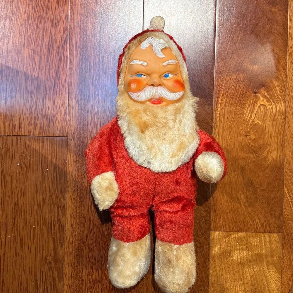 1950s Vintage Genie Toys Rubber Faced Santa with Blue Eyes